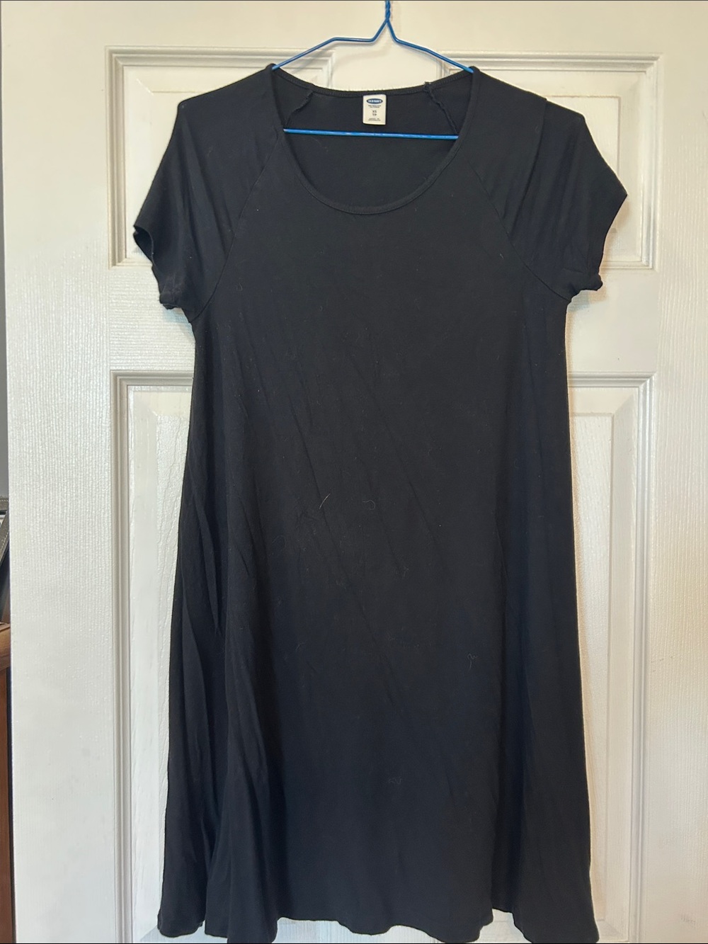 Old Navy Black Short-Sleeve Midi Swing Dress